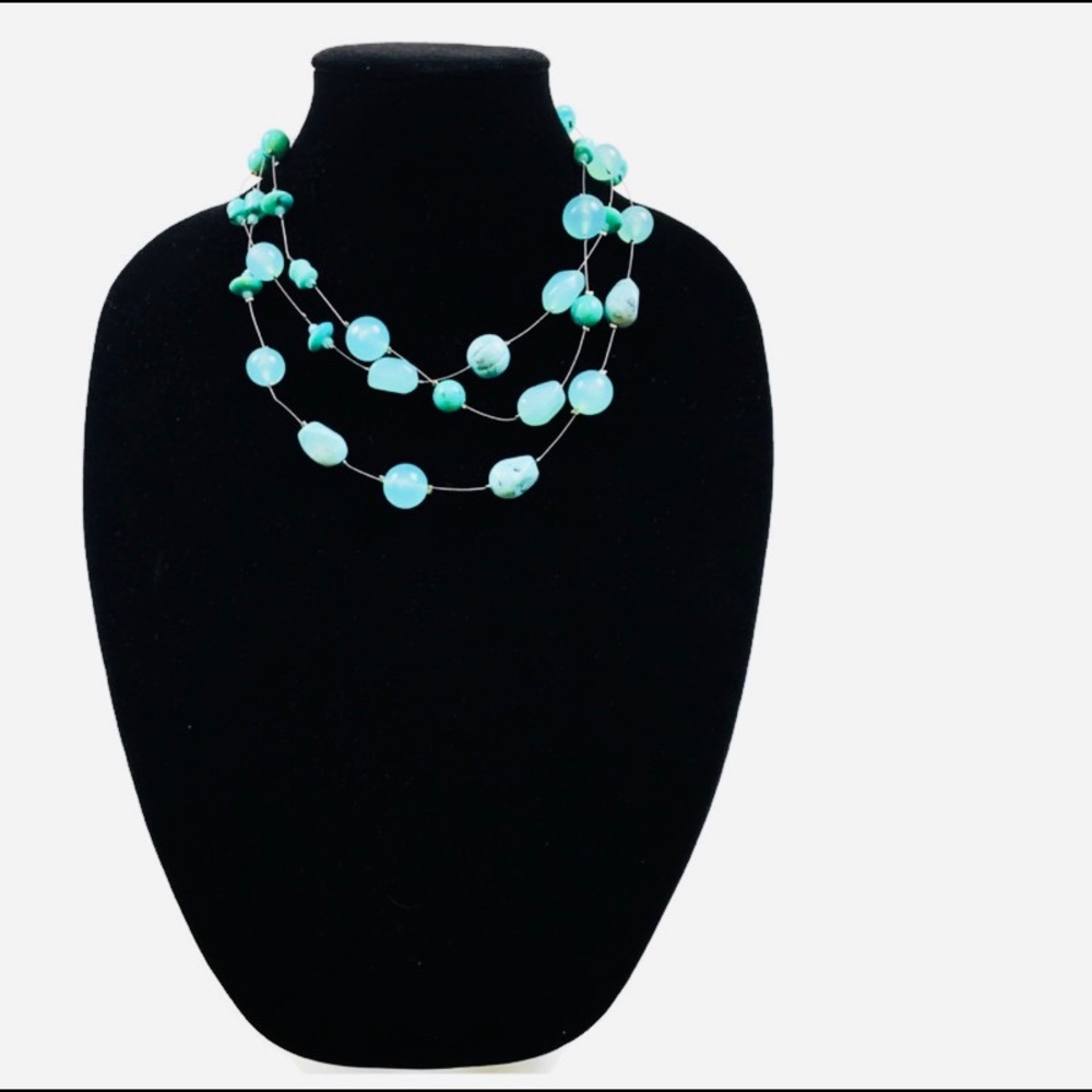 Multi-Strand Turquoise Blue Bead Necklace
